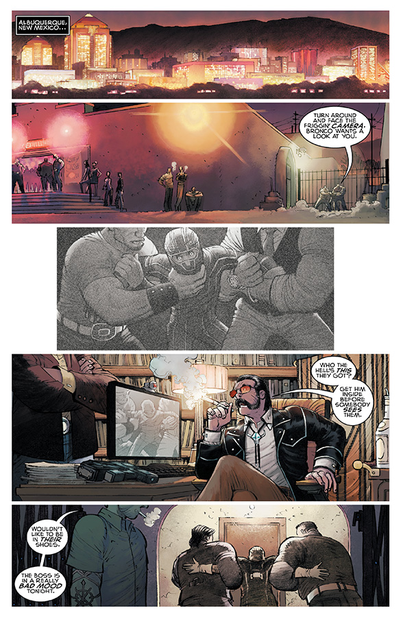 Kick-Ass #1 art by John Romita Jr., Peter Steigerwald, and Megan Madrigal