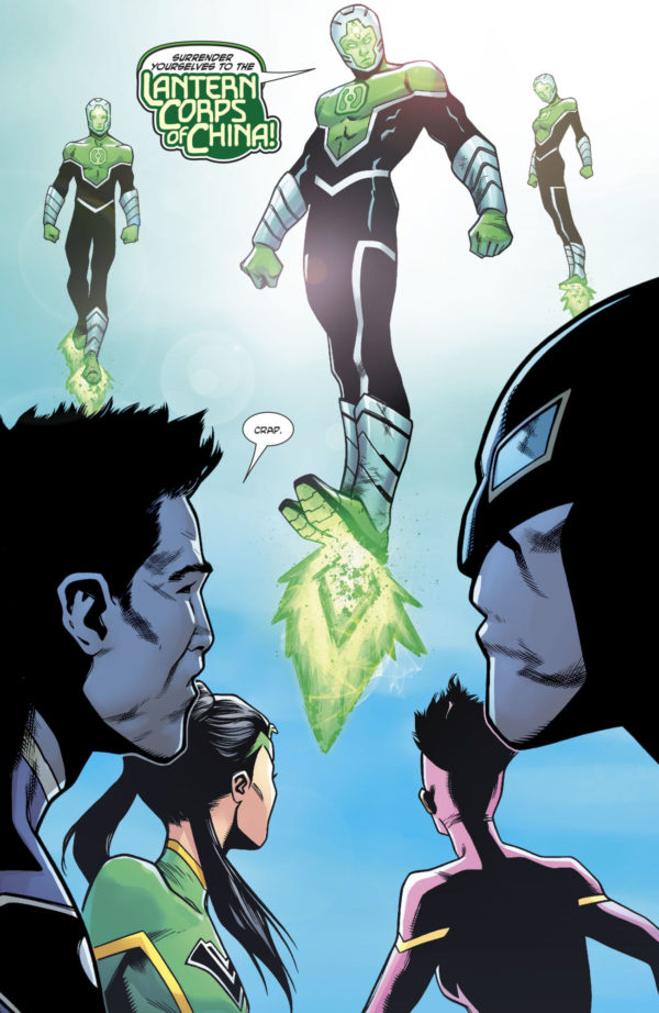 New Super-Man #20 and the Justice League of China art by Brent Peeples, Matt Santorelli, and Hi-Fi