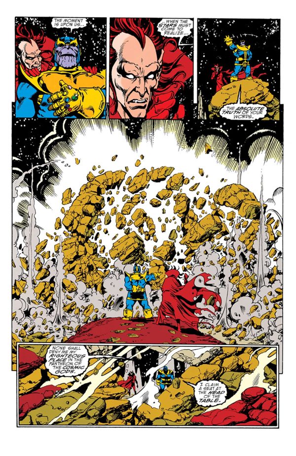 Infinity Gauntlet art by George Perez, Ron Lim, Joe Rubinstein, Tom Christopher, Bruce Solotoff, Max Scheele, Ian Laughlin, and Evelyn Stein