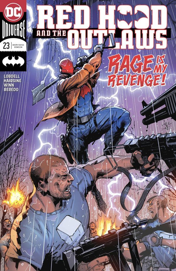 Red Hood and the Outlaws #23 cover by Trevor Hairsine and Antonio Fabela