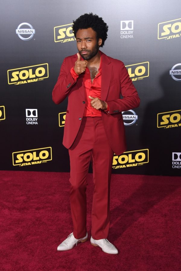 Donald Glover arrives to the "Solo: A Star Wars Story" World Premiere on May 10, 2018 in Hollywood, CA