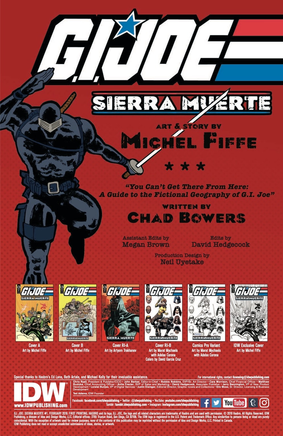 GI Joe Sierra Muerte #1 IDW Comic Michel Fife 1st Print 2019 unread NM 