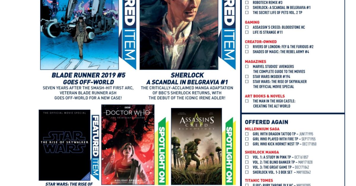 Sherlock, Doctor Who Christmas Special and Blade Runner in Titan Comics’ December 2019 Solicitations